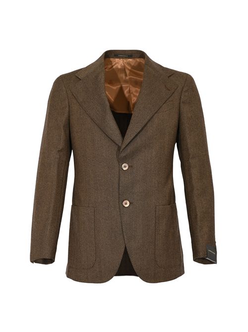 Giacca monopetto in lana con fantasia spigata Gabriele Pasini | 53528 27411